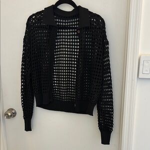 Elegant Black Open-Knit Cardigan